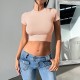 Diyun Cross-border Trade Y2K style women's clothing Amazon Spring/Summer 2024 Solid color Slimming Crop top