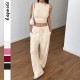 Diyun's European and American casual and simple style sleeveless vest straight-leg pants set for women's clothing Spring/Summer 2025 Amazon Independent Store