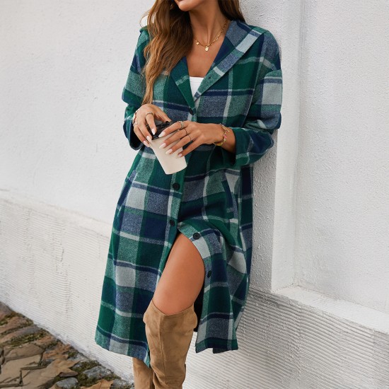 Diyun Cross-border Trade Amazon Europe and America 2024 Autumn/Winter Women's Casual Loose, color-blocking button-down hooded jacket