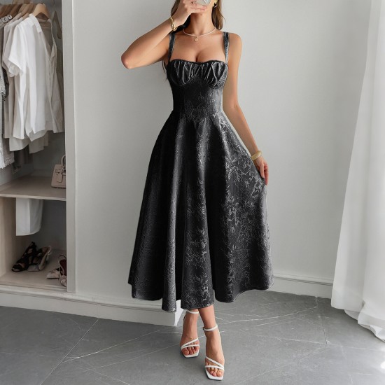 Diyun Cross-border European and American elegant style halter jacquard long dress for women's clothing 2025 summer Independent store on Amazon