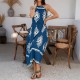 Di Yun's Spring/Summer 2025 Amazon Cross-border Casual Pomixia vacation style contrasting color halter sleeveless dress for women