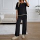 Diyun Cross-border Amazon Fashion Women's Wear 2025 Spring/Summer Export Style Casual Long Pants Short Sleeve Knitted Set for Women