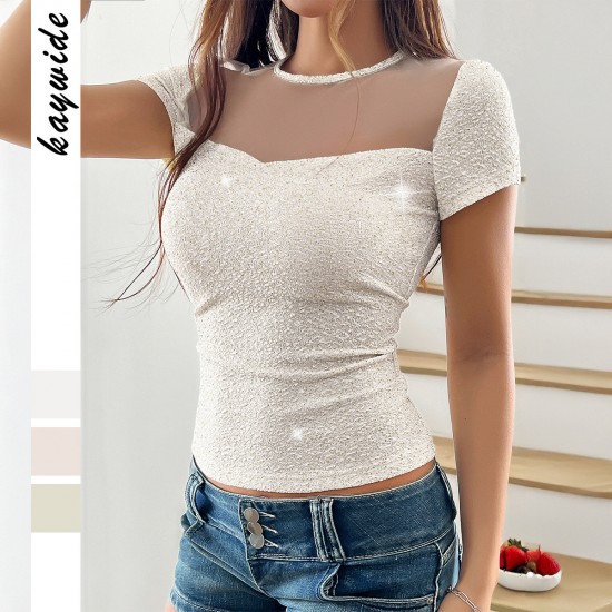 Diyun Cross-border European and American Y2K sexy style round-neck short-sleeved vest T-shirt women's clothing Spring/Summer 2025 Amazon Independent Store