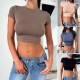 Diyun Cross-border Trade Y2K style women's clothing Amazon Spring/Summer 2024 Solid color Slimming Crop top