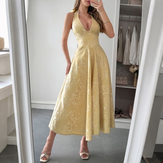 Diyun's elegant European and American evening gowns, halter waisted long dresses, women's wear, Spring/Summer 2025 Amazon Independent Store