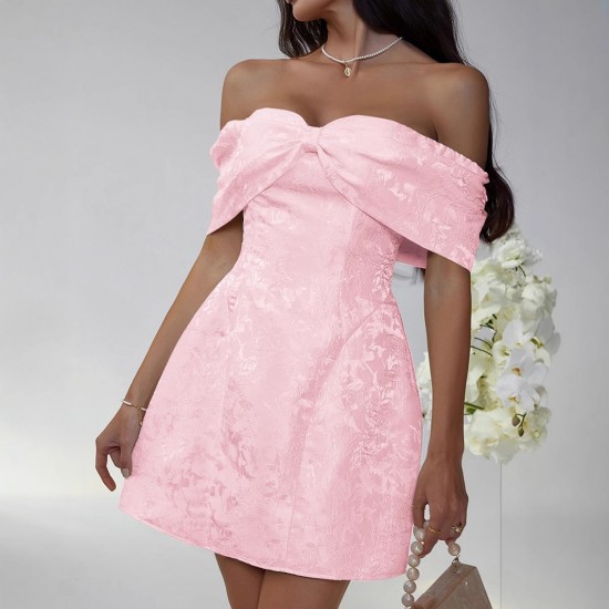 Diyun Cross-border European and American party Evening Dress, Women's bow, socialite style strapless dress, Spring/Summer 2025 Amazon