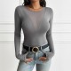 Diyun Foreign Trade Cross-border 2024 Autumn/Winter Amazon Top Women's Wear European and American Y2K Sexy deep V patchwork long-sleeved T-shirt