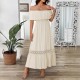 Diyun Cross-border European and American vacation casual style one-shoulder cinched waist Dress Women's clothing for Spring/Summer 2025 Amazon Export