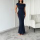 Di Yun's Spring/Summer 2025 cross-border Amazon dress for women is a sexy, slimming, off-the-shoulder short-sleeved one-step body-hugging dress