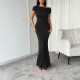 Di Yun's Spring/Summer 2025 cross-border Amazon dress for women is a sexy, slimming, off-the-shoulder short-sleeved one-step body-hugging dress