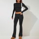 Diyun European and American Women's Clothing Amazon Cross-border 2024 Spring/Summer Export Casual Solid Color Slim Long-sleeved Knitted Pants Set