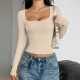 Diyun Cross-border European and American Y2K Hot Girl Style solid color long-sleeved vest T-shirt women's clothing 2025 Spring/Summer Amazon Independent Store