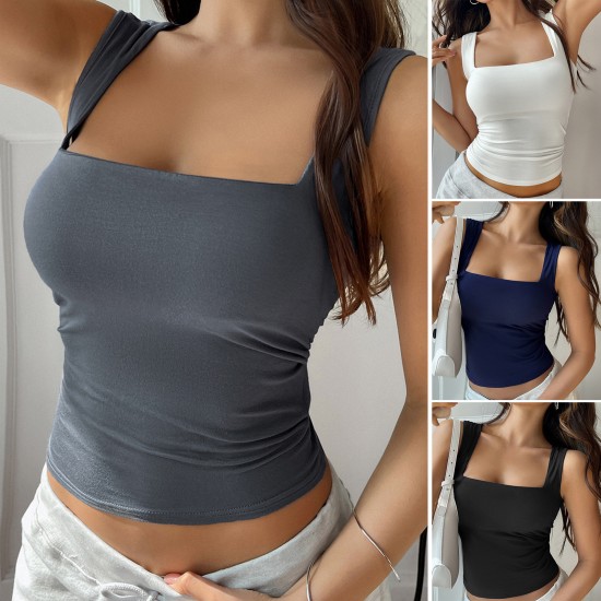 Di Yun's Spring/Summer 2025 Amazon European and American style top and vest women's Y2K solid color sexy Spice Girl Crop top short style