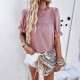 Diyun European and American women's T-shirt Amazon Spring/Summer 2024 Export Casual Solid Color short-sleeved cutout top