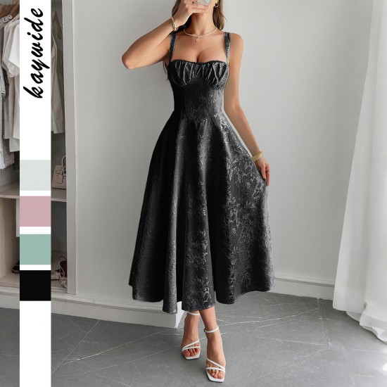 Diyun Cross-border European and American elegant style halter jacquard long dress for women's clothing 2025 summer Independent store on Amazon