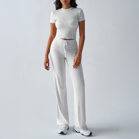 Diyun Cross-border Foreign Trade European and American Women's Clothing 2025 Spring/Summer Elegant Solid Color round neck Urban Casual Fashion Set for women