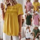 Self-developed and designed Amazon round-neck patchwork top for Spring/Summer 2023 loose women's shirt in solid color