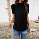 Diyun Cross-border European and American women's Clothing 2024 Spring/Summer Export Style Casual Solid Color semi-high neck short-sleeved lace top