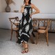 Di Yun's Spring/Summer 2025 Amazon Cross-border Casual Pomixia vacation style contrasting color halter sleeveless dress for women