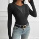 Diyun Foreign Trade Cross-border 2024 Autumn/Winter Amazon Top Women's Wear European and American Y2K Sexy deep V patchwork long-sleeved T-shirt