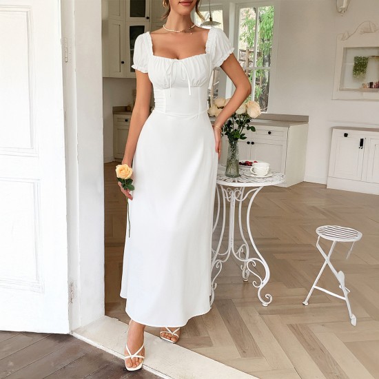 Diyun's elegant European and American short-sleeved one-shoulder long dress for women's clothing Spring/Summer 2025 Amazon Independent Store