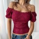 Diyun Cross-border Amazon Spring/Summer 2025 European and American sexy hollowed-out crop top, slimming one-shoulder lace women's clothing