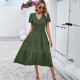 Diyun Cross-border Women's Clothing Amazon Spring/Summer 2025 Foreign Trade Elegant Casual Polka dot V-neck Short-sleeved dress
