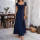 Diyun European and American Foreign Trade 2025 Spring/Summer Elegant solid color French dress with pleated puffed sleeves for women