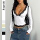 Diyun Cross-border European and American Y2K sexy style lace long-sleeved vest T-shirt women's clothing 2025 Spring/Summer Amazon Independent Store