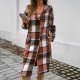 Diyun Cross-border Trade Amazon Europe and America 2024 Autumn/Winter Women's Casual Loose, color-blocking button-down hooded jacket