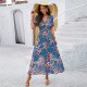 Diyun Cross-border Independent Station European and American Women's Clothing 2025 Spring/Summer Export Style Printed Waist Short Sleeved dress