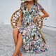 Diyun Cross-border Women's Dress Amazon Spring/Summer 2024 Foreign Trade Casual Vacation Printed high-waisted dress