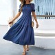 Diyun Cross-border European and American Casual Vacation style lotus leaf sleeve corset women's long Dress for Spring/Summer 2025 Amazon