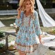 Self-shot Amazon casual vacation-style dress and short skirt 2023 Spring/Summer positioning Floral women's fashion and temperament
