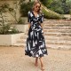 Diyun designed a cross-border Amazon dress for Europe and America in the summer of 2025, featuring a chic, waist-cinched, deep V-neck and printed long dress