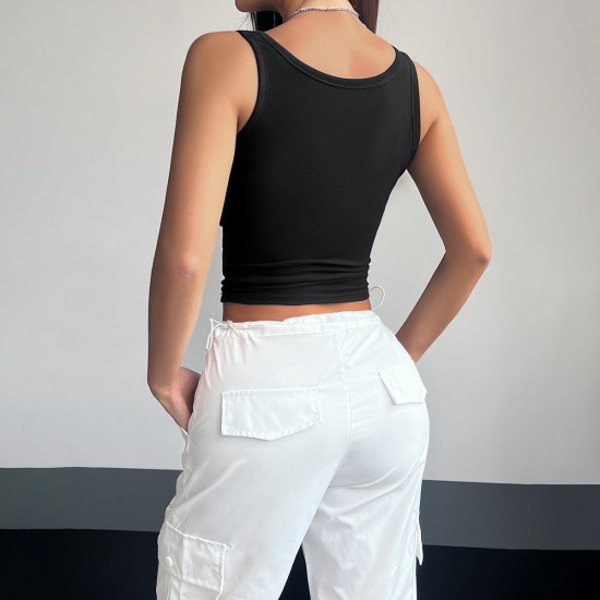 Diyun Cross-border Foreign Trade Amazon European and American Women's Clothing 2024 Spring/Summer Stylish, form-fitting Solid color Knitted halter top
