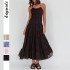 Diyun Cross-border European and American vacation casual style sexy halter lace-up dress for women, Spring/Summer 2025 Amazon Export