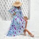 Diyun Cross-border European and American women's clothing Amazon Spring/Summer 2025 Foreign Trade vacation Casual color-blocking printed V-neck dress