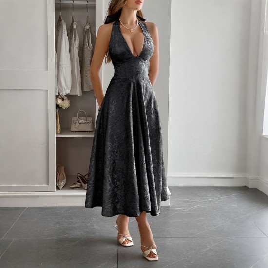Diyun's elegant European and American evening gowns, halter waisted long dresses, women's wear, Spring/Summer 2025 Amazon Independent Store