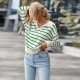 Diyun European and American Amazon Foreign Trade Women's Clothing 2025 Autumn/Winter polo Collar Women's color-blocking striped sweater top
