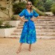Diyun designed a cross-border Amazon dress for Europe and America in the summer of 2025, featuring a chic, waist-cinched, deep V-neck and printed long dress