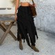 Diyun Cross-border 2025 Spring/Summer European and American casual vacation style solid-color lace tie waist-cinching mid-length skirt for women