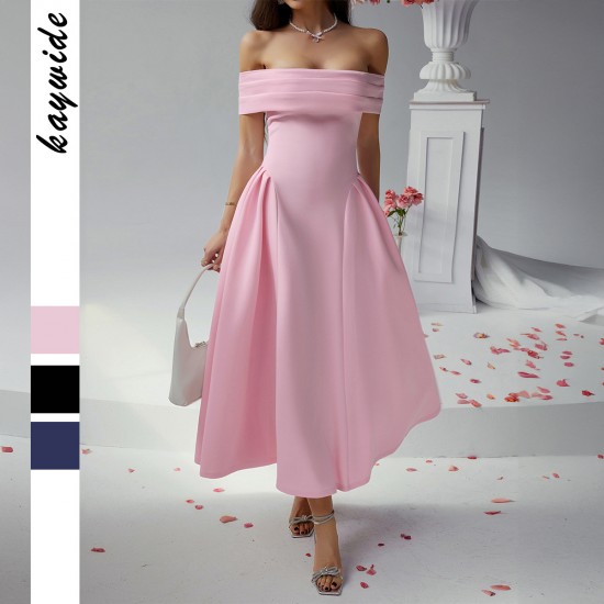 Diyun Cross-border European and American party Evening dress, one-shoulder wraparound dress for women's clothing, Spring/Summer 2025 Amazon dress