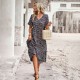 Diyun independently developed and designed a printed V-neck short-sleeved vacation dress for summer 2025 European and American women's clothing export