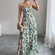 Di Yun's European and American cross-border 2025 Spring/Summer elegant and stylish twist-printed small halter wide-leg one-piece long pants women's clothing