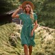 Self-developed and designed Amazon round-neck casual dress for summer 2023 with a lace-up and cinched waist