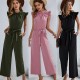Diyun Cross-border Women's Clothing Amazon Casual short-sleeved solid color one-piece Pants 2024 Spring Flying Sleeve Top