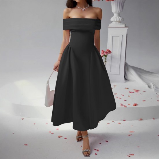 Diyun Cross-border European and American party Evening dress, one-shoulder wraparound dress for women's clothing, Spring/Summer 2025 Amazon dress