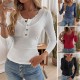 Diyun European and American 2025 New Amazon Women's Wear Y2K stylish threaded button lace U-neck knitted long-sleeved top