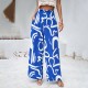 Diyun's European and American women's clothing cross-border Amazon Spring/Summer export, elegant and stylish cotton printed loose wide-leg pants